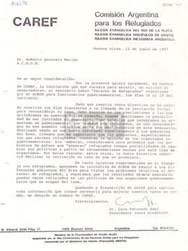 Carta de Luis Fernando Bohl a Roberto Quintero Mariño