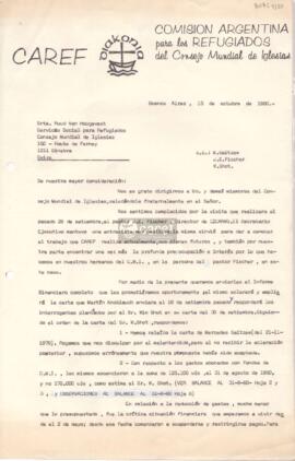 Carta de David Delgado, Martín Knoblauch, Jennie Chartier y Norberto Daniel Ianni a Ruud van Hoog...