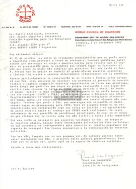 Carta de Ruud van Hoogevest a Martín Knoblauch y Jennie Chartier