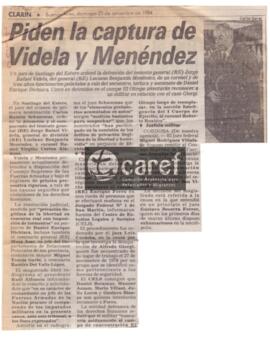 Piden la captura de Videla y Menéndez