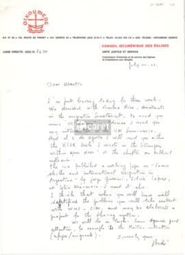 Carta de Andre Jacques a Martín Knoblauch