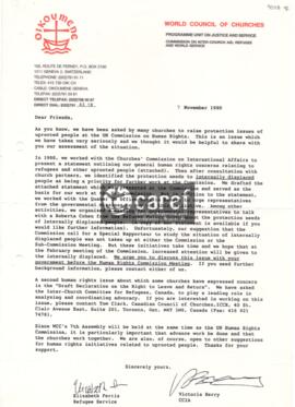 Carta de Elizabeth G. Ferris y Victoria Berry a las Iglesias Miembros del CMI y a los Organismos ...