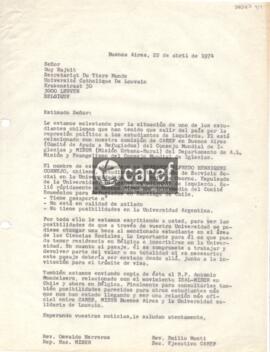 Carta de Osvaldo Herreros y Emilio Monti a Guy Bajoit