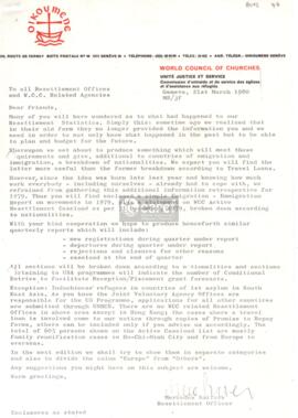 Carta de Mercedes Saitzew a CAREF y todas las oficinas de reasentamiento y agencias relacionadas ...