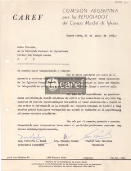 Carta de Norberto D. Ianni, Rodolfo Muchow y Luis Parrilla al Coronel Remigio Azcona