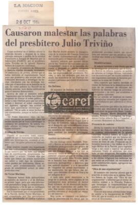 Causaron malestar las palabras del prebístero Julio Triviño