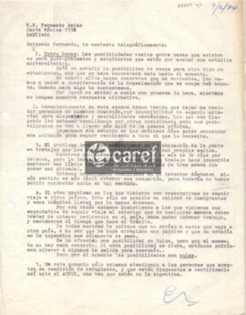 Carta de Emilio Monti a Fernando Salas C. S. J.