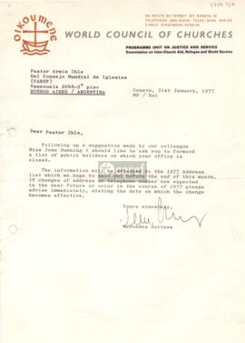 Carta de Mercedes Saitzew a Armín Ihle