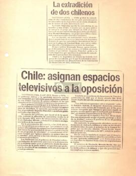 La extradición de dos chilenos / Chile: Asignan espacios televisivos a la oposición