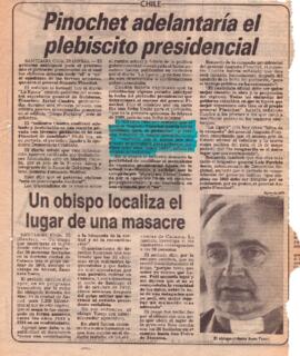 Pinochet adelantaría plebiscito presidencial