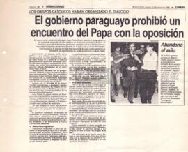 El gobierno paraguayo prohibió un encuentro del Papa con la oposición