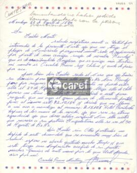 Carta de Osvaldo Bueno Martínez a Emilio Monti