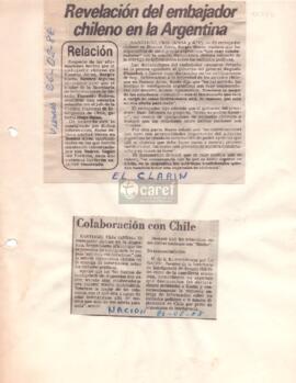 Revelación del embajador chileno en la Argentina / Colaboración con Chile