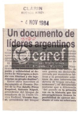 Un documento de líderes argentinos
