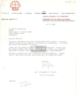 Carta de Elizabeth G. Ferris a Martín Knoblauch