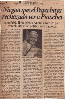 Niegan que el Papa haya rechazado ver a Pinochet