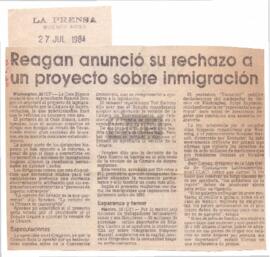 Reagan anunció su rechazo a un proyecto sobre inmigración
