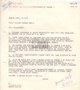 Carta de Jackson Harper a Emilio Monti y Stein