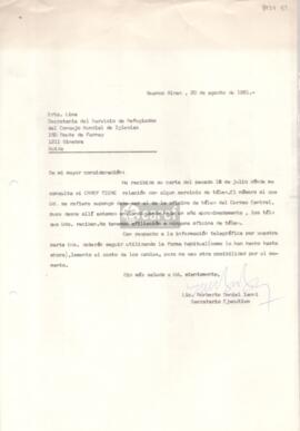 Carta de Norberto Daniel Ianni a la Srta. Lima