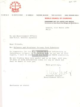 Carta de Mercedes Saitzew a CAREF y todas las oficinas de reasentamiento del Consejo Mundial de I...