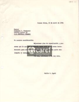 Carta de Emilio Monti a Humberto E. Cicchetti