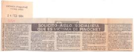 Solicitó asilo, socialista que es víctima de Pinochet