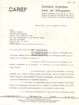 Carta de Norberto Daniel Ianni y Luis Fernando Böhl a Mohamed Benamar