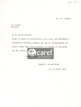 Carta de Noemí Sosa de Gattinoni a Decker