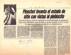 Pinochet levanta el estado de sitio con vistas al plebiscito