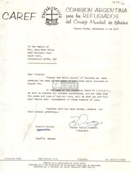 Carta de Emilio Monti y Rodolfo Muchow a Ceia Webb White