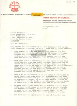 Carta de Wim Schot a Martín Knoblauch